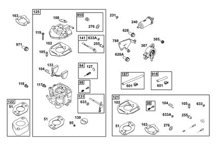 Carburetor And Fuel Supply Group Diagram and Parts List for 305442-0616-B5 200000 - 399999 Briggs and Stratton Engine